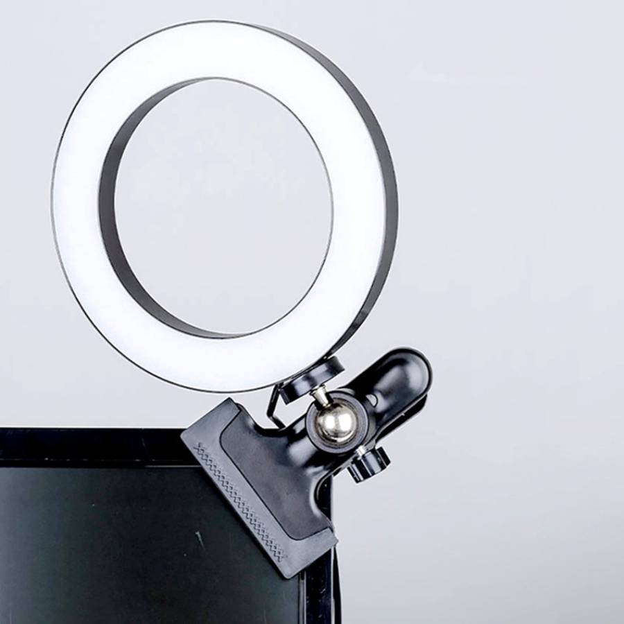 6 inch Strong Clip Fill Light With Adjustable Temperature LED Ring Light Desktop Computer Clip Li...