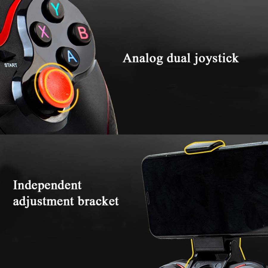 S6 Wireless Bluetooth Game Controller Handle With Bracket &amp; Receiver For Android / IOS / PC