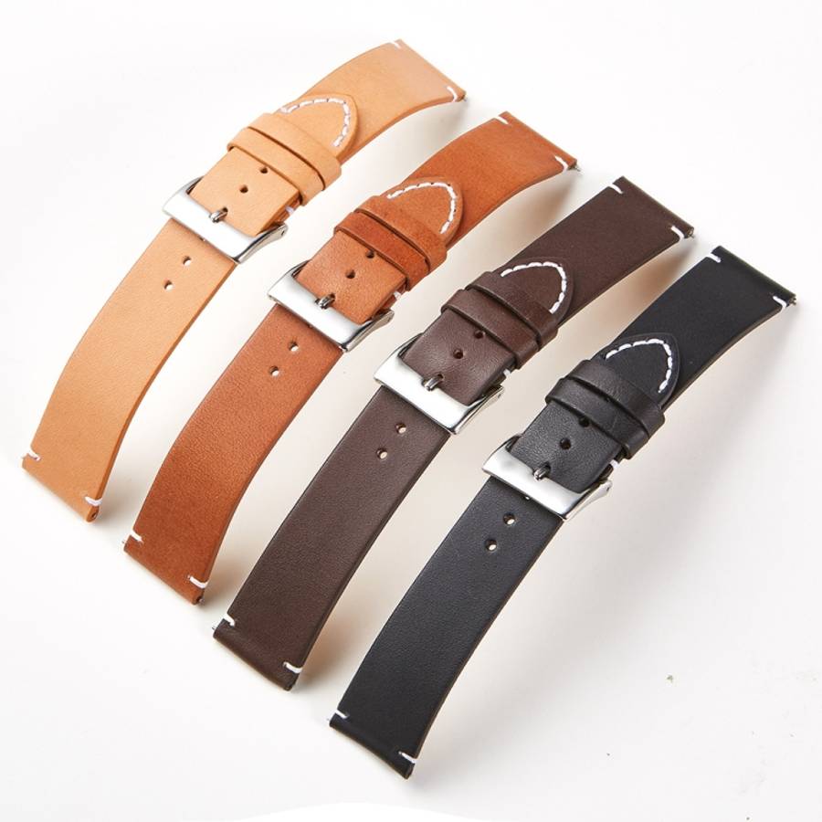 First Layer Retro Cowhide Frosted Bottom Leather Quick Release Ultra-Thin Universal Watch Strap, ...