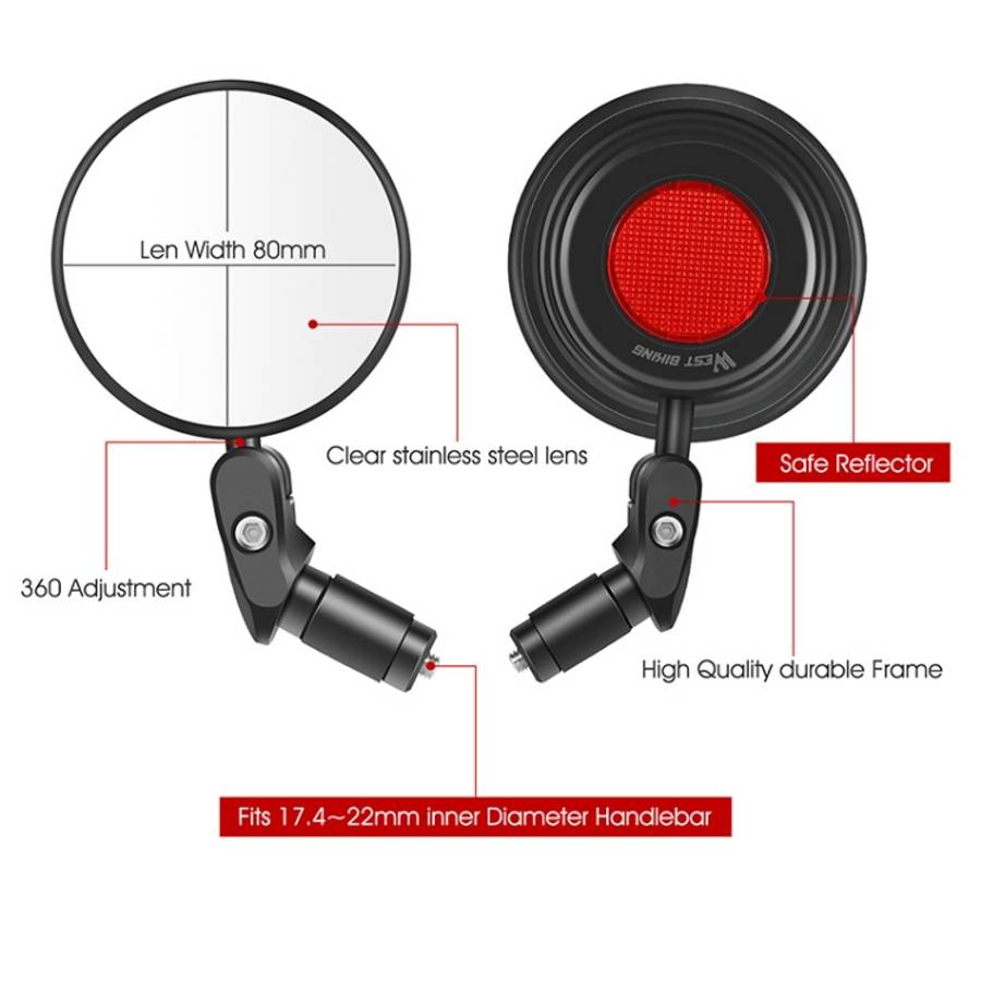 WEST BIKING YP0720032 Bicycle Rear View Mirror Foldable Cycling Mirror, WEST BIKING YP0720032