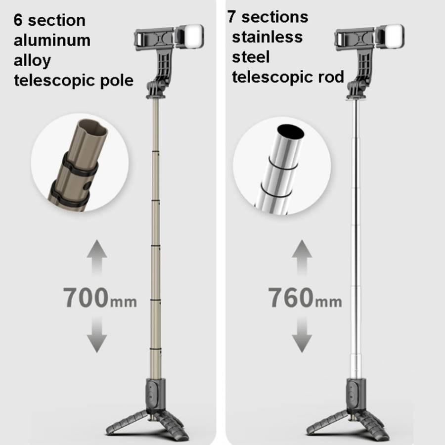 Mini Selfie Stick Integrated Multifunctional Bluetooth Selfie, Specification:, Q10S 70cm With Fil...