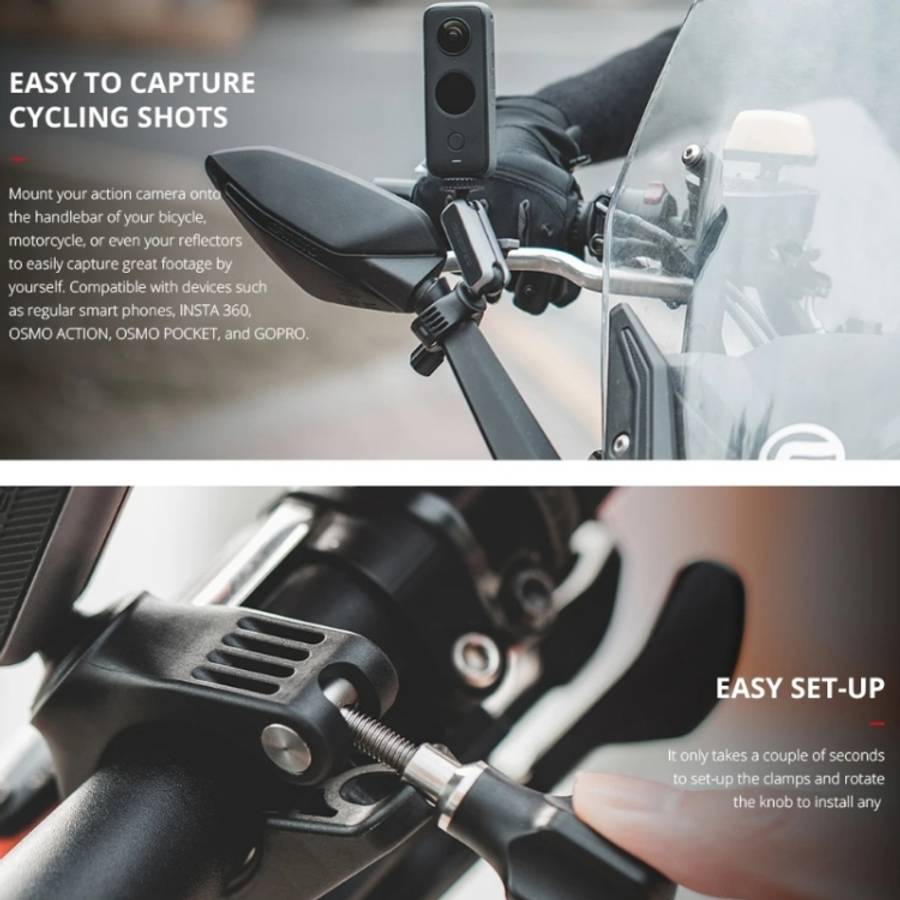 PGYTECH Action Camera Handlebar Mount For Insta360 ONE / ONE R / OSMO Action / GoPro