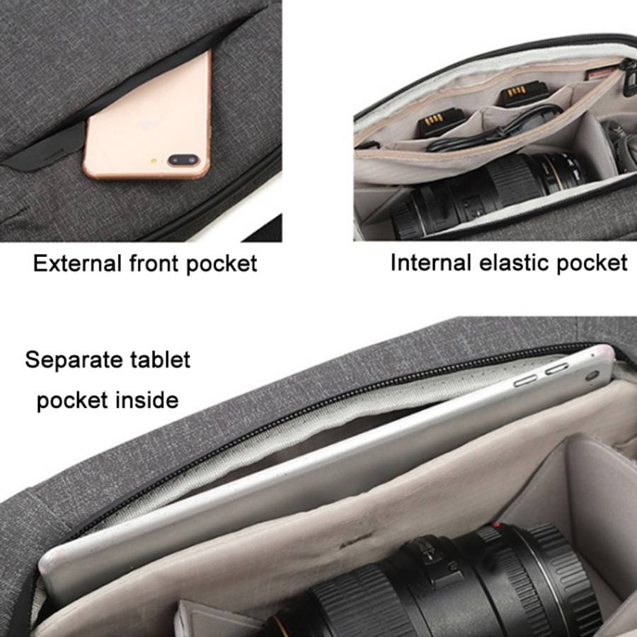 Portable Waterproof Photography SLR Camera Messenger Bag, 3L Light Gray
