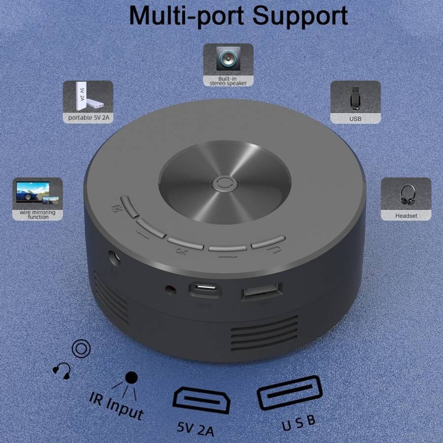 YT200 320 X 180P LED HD Mini Projector USB Powered Support Wired Connection Phone Screen, Black, ...