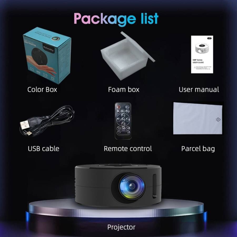 YT200 320 X 180P LED HD Mini Projector USB Powered Support Wired Connection Phone Screen, Black, ...