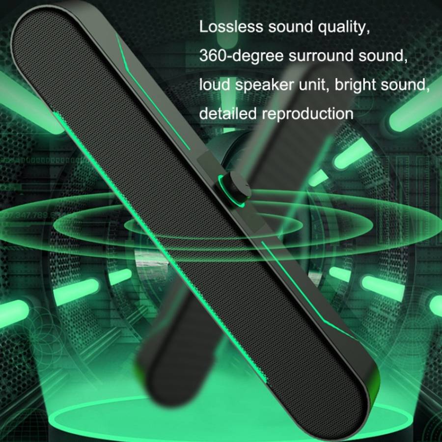 LED Luminous HIFI Stereo Computer Speakers Long Gaming Wired Audio, A39 Wired (Black)