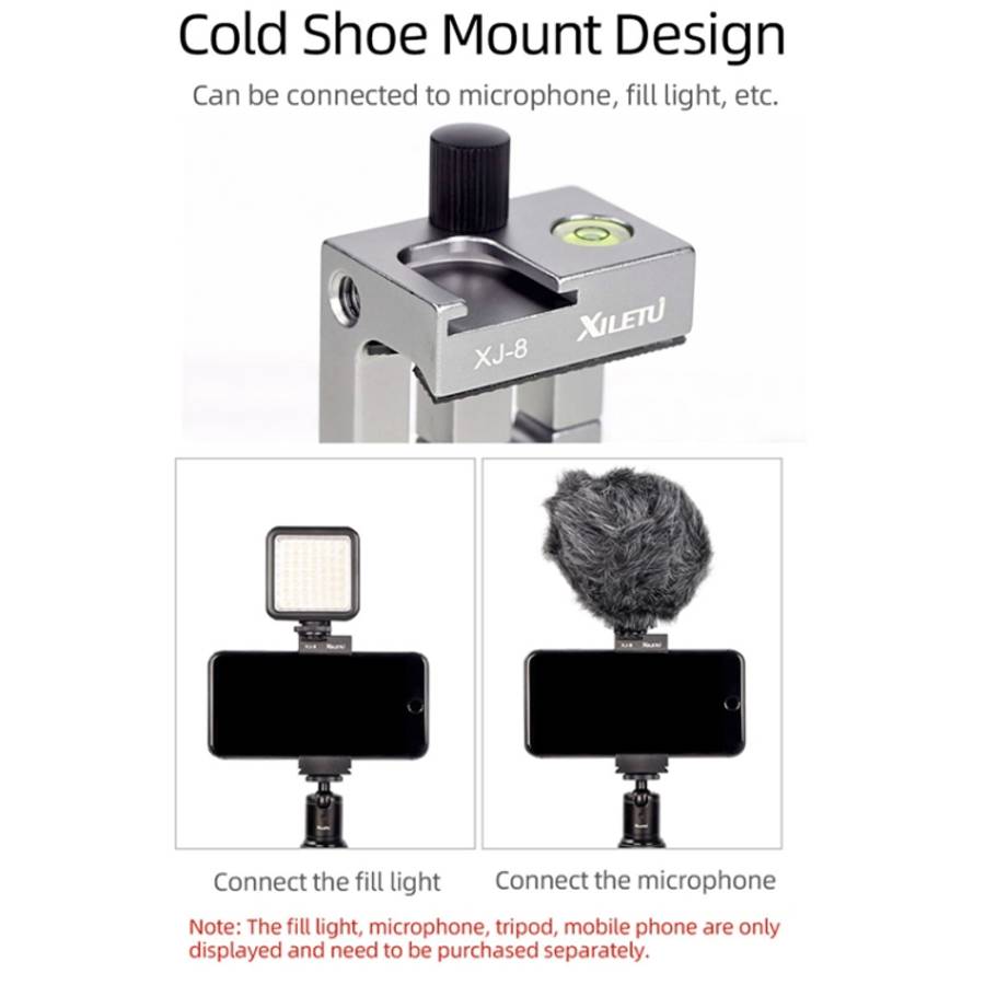 XILETU XJ-8 Aluminum Alloy Camera Head Tripod Mobile Phone Clip