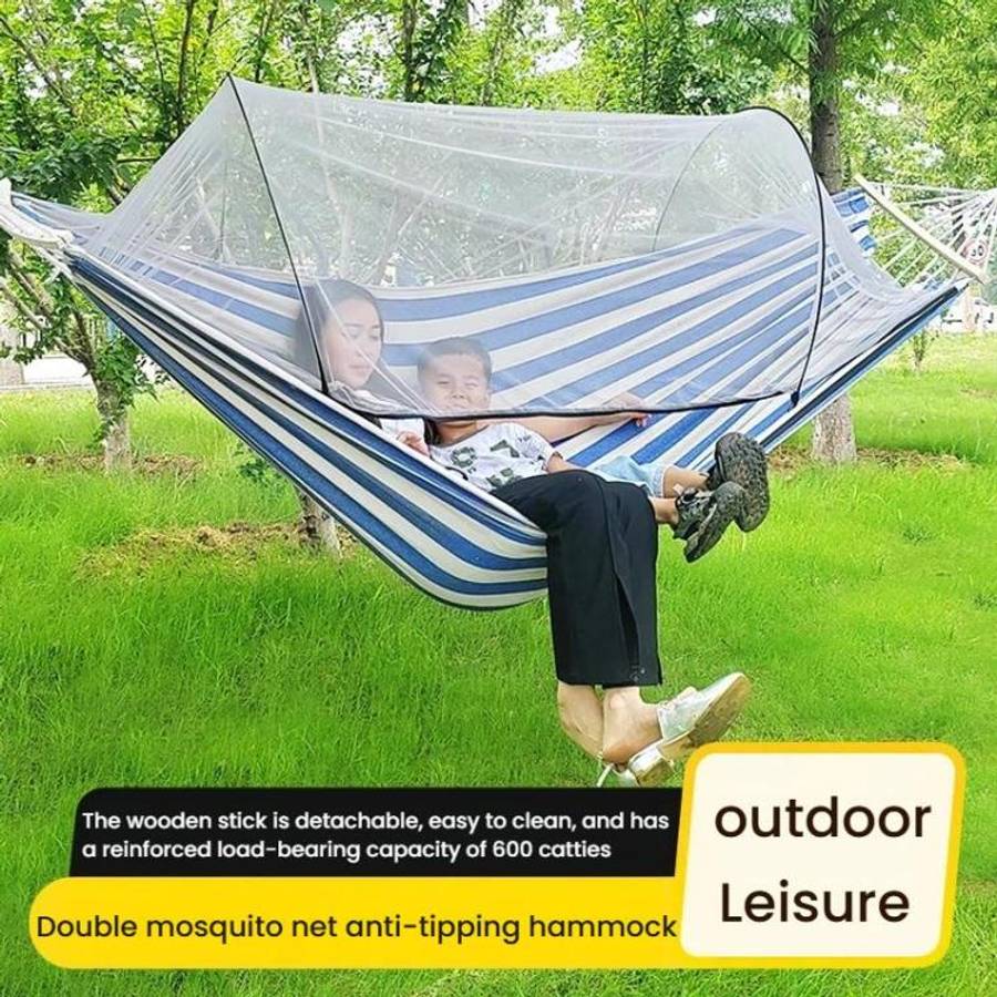 220 x 150cm Anti-rollover Mosquito Net Hammock Thickened Canvas Double Outdoor Swing Chair