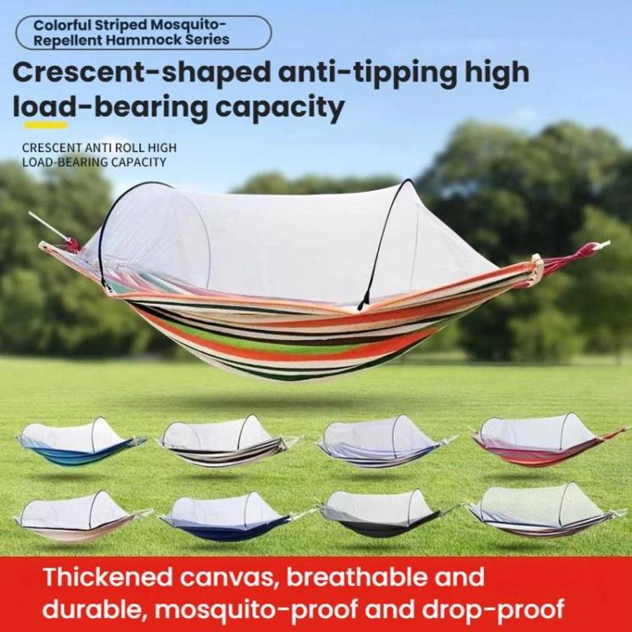 220 x 150cm Anti-rollover Mosquito Net Hammock Thickened Canvas Double Outdoor Swing Chair