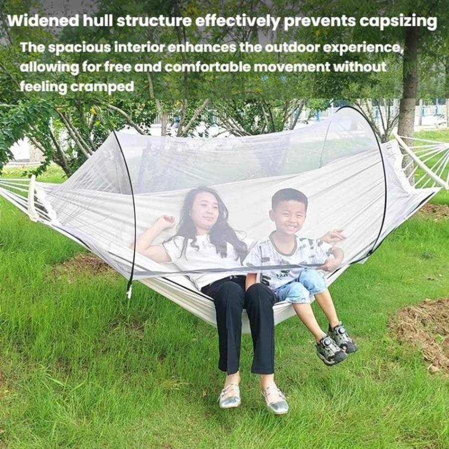 220 x 150cm Anti-rollover Mosquito Net Hammock Thickened Canvas Double Outdoor Swing Chair