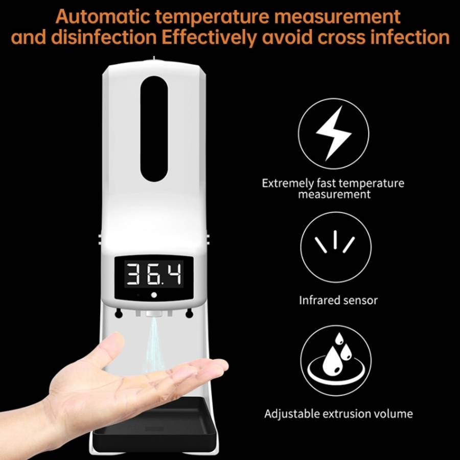 K9 Pro Handsfree Non-contact Body Light-sensitive Distance Sensor Thermometer + 1000ml Automatic ...