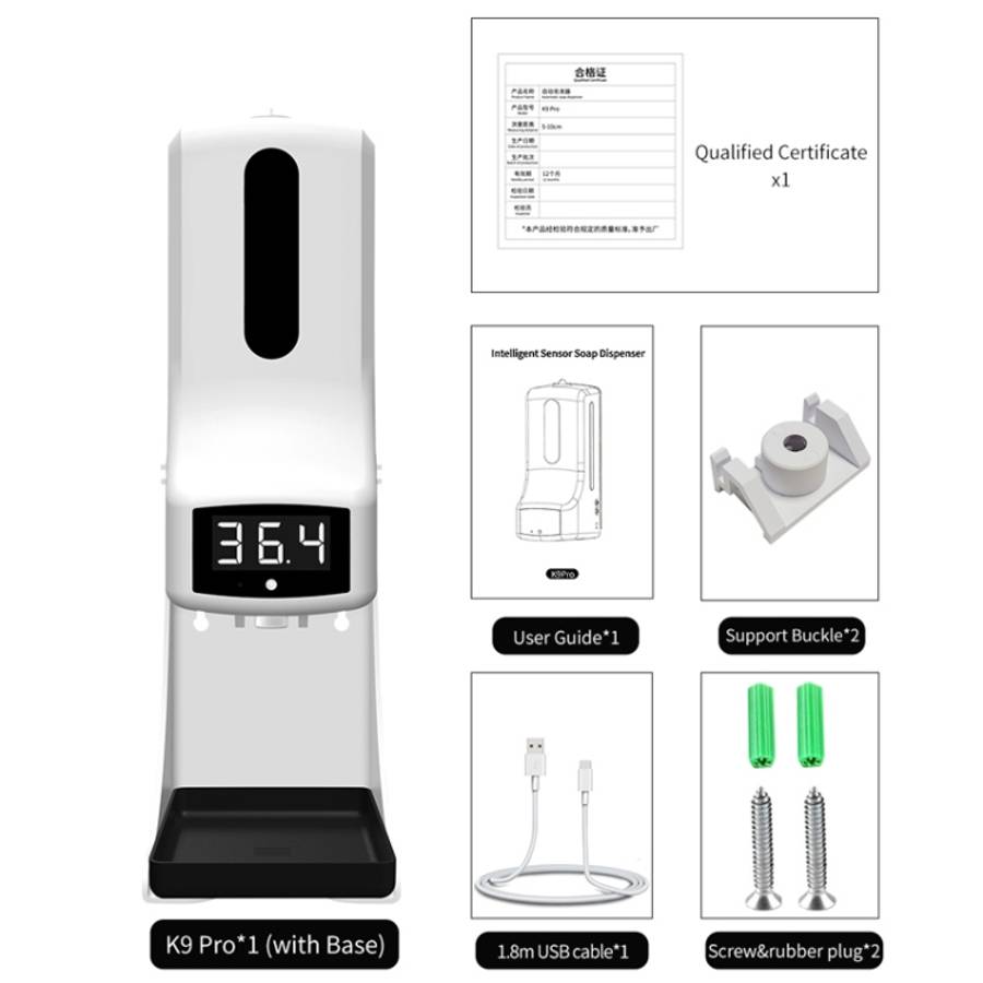 K9 Pro Handsfree Non-contact Body Light-sensitive Distance Sensor Thermometer + 1000ml Automatic ...