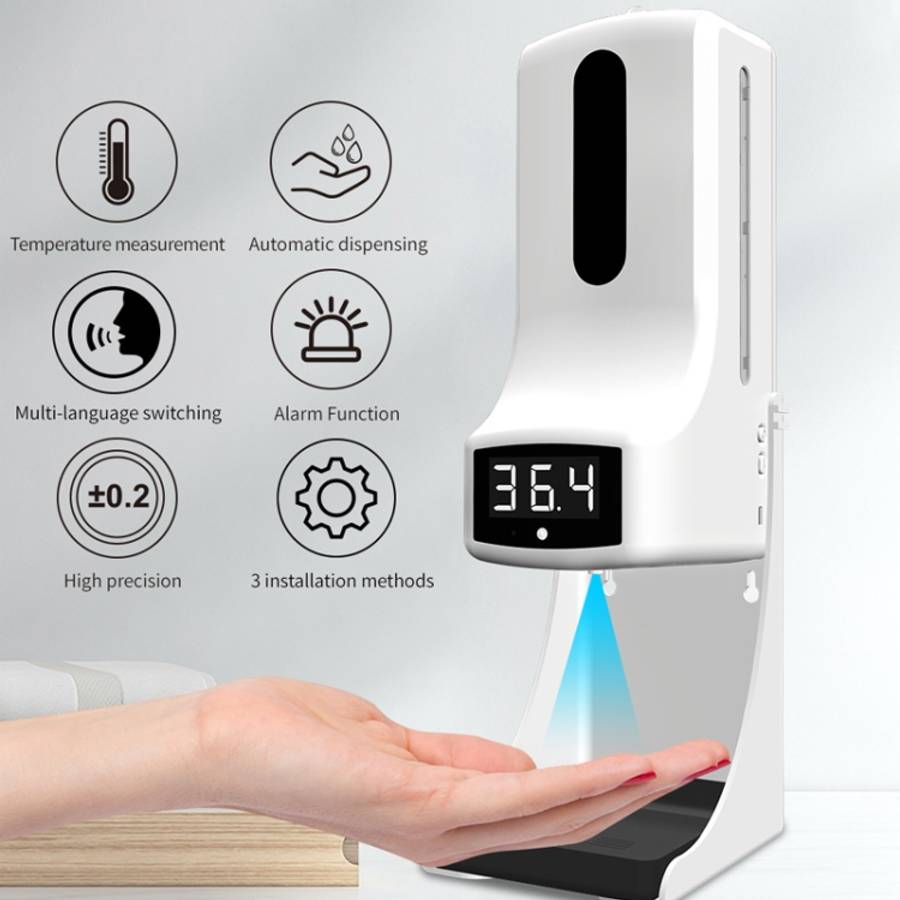 K9 Pro Handsfree Non-contact Body Light-sensitive Distance Sensor Thermometer + 1000ml Automatic ...