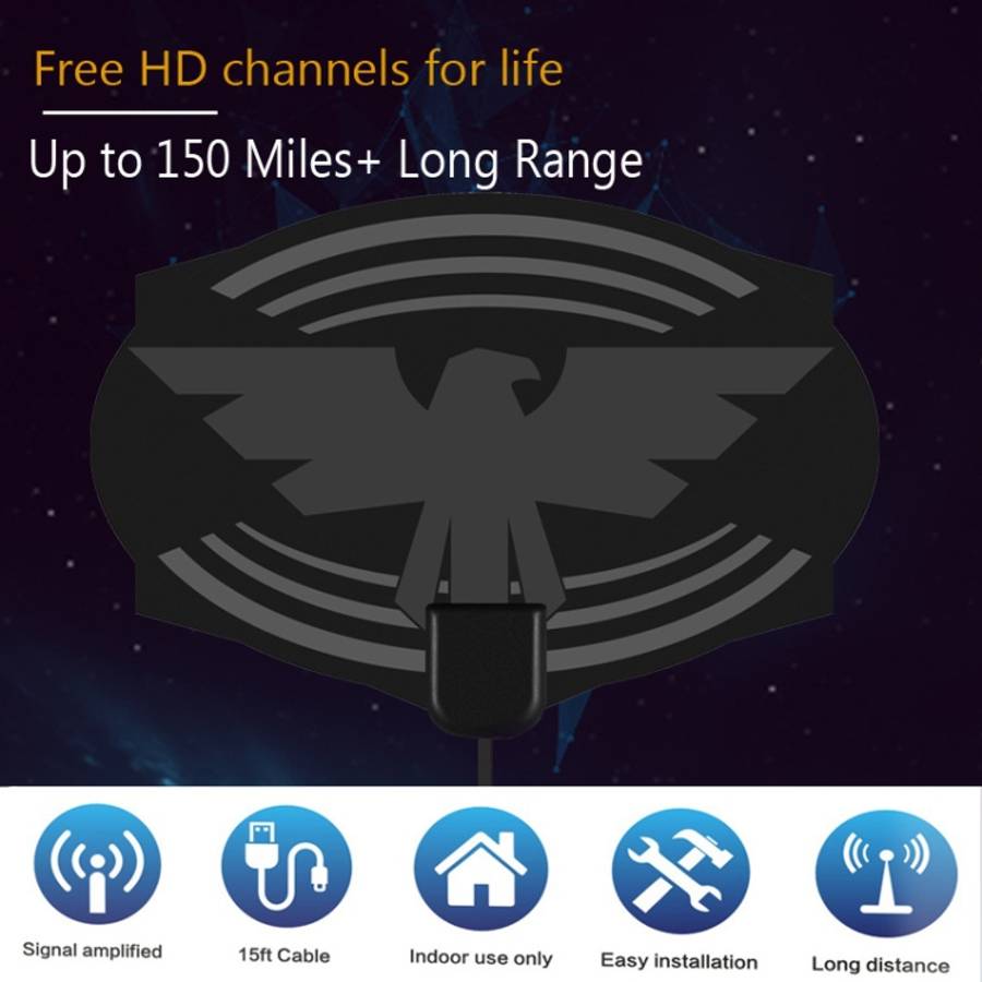 MYC-HDTV049 25dB 4K HDTV Antenna, Reception Range: 150 Miles