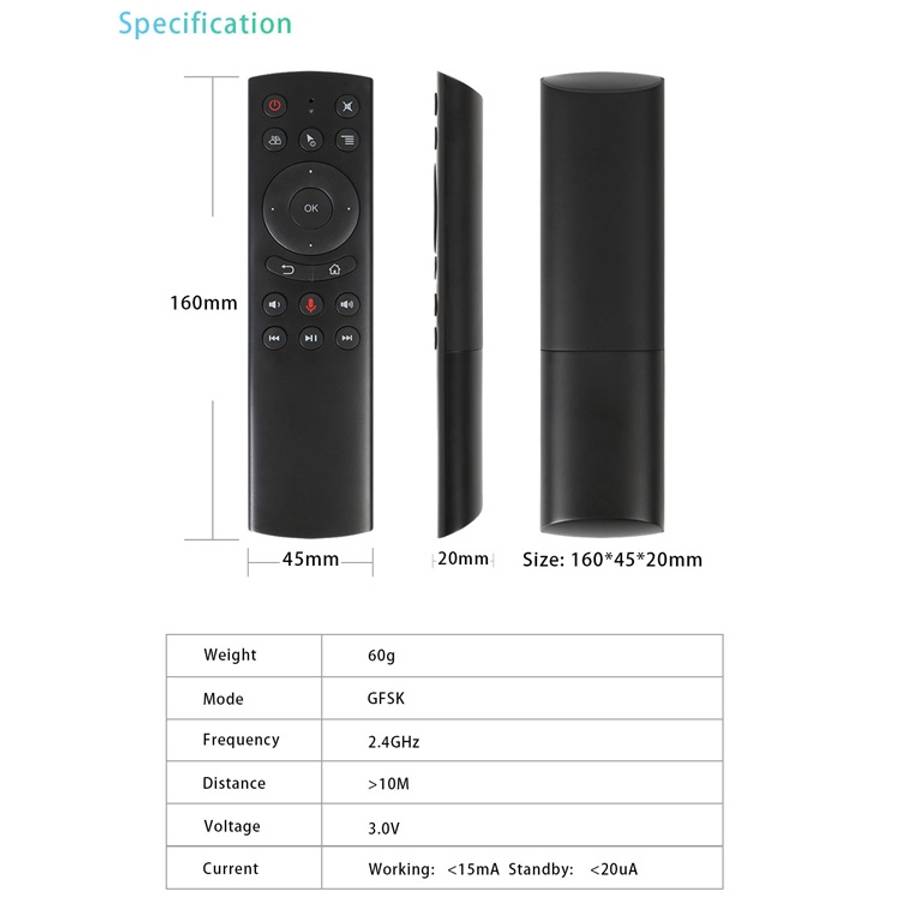 G20S 2.4G Air Mouse Remote Control with Fidelity Voice Input &amp; IR Learning &amp; 6-axis Gyros...