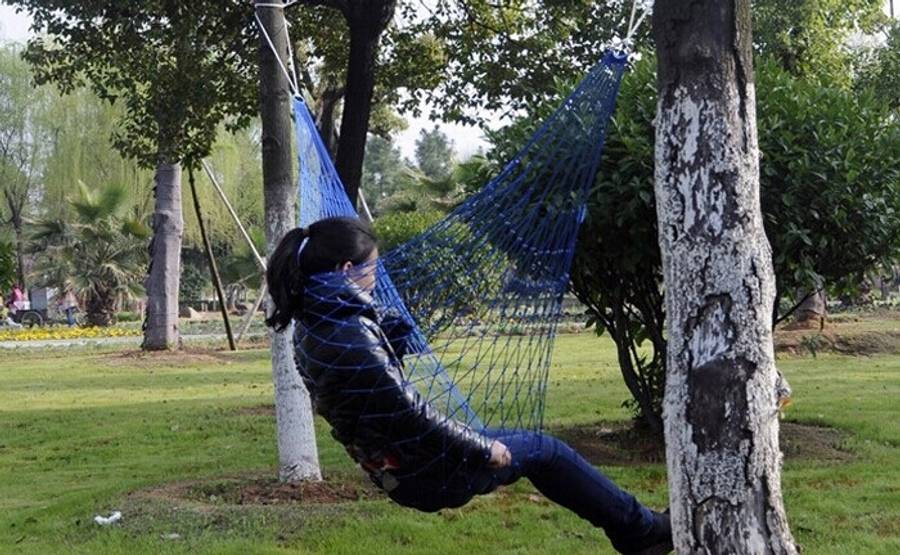 Outdoor Color Mesh Hammock, 2PCS Orange Section, 2PCS Green, 2PCS Dark Blue Section, 2PCS Red Sec...