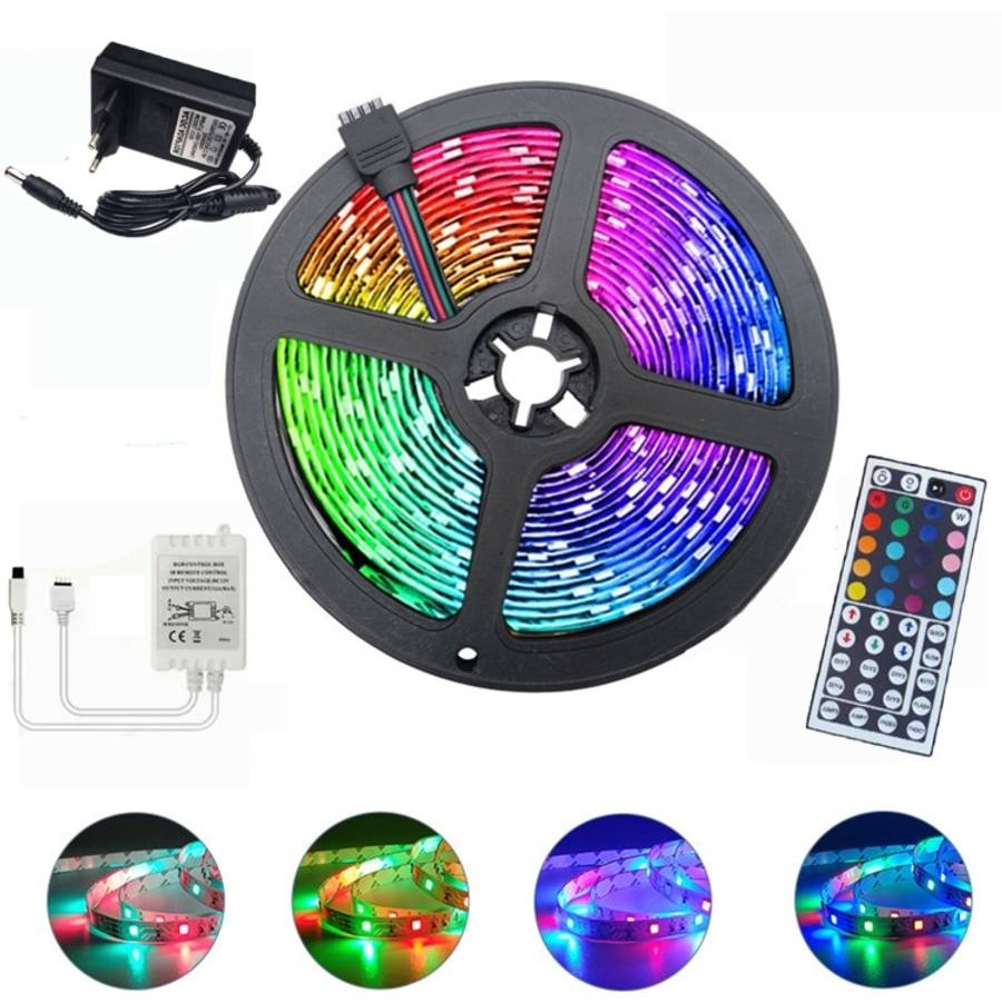 EU Plug 5M 2835SMD No Waterproof Light With 44 Key Remote Control RGB LED Light Strip