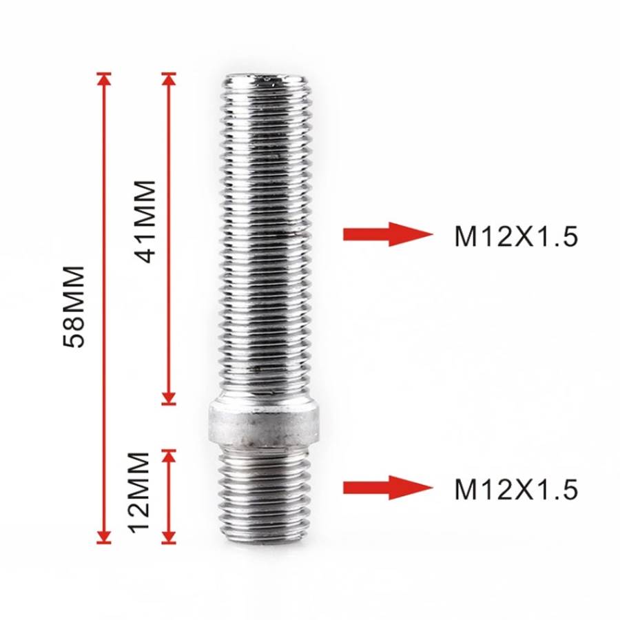20 PCS 5.8cm Universal Car Modification Extended Wheels Stud Conversion M12x1.5 to M12x1.5 Screw ...