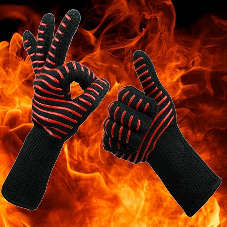 Silicone Cotton Microwave Kitchen Cooking Protective Gloves, High Temperature Resistance: 500 Deg...