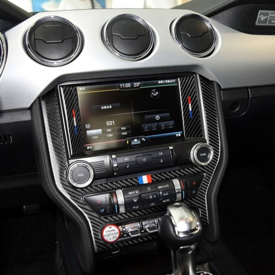 Car USA Color Carbon Fiber Central Control Panel Decorative Sticker for Ford Mustang 2015-2017