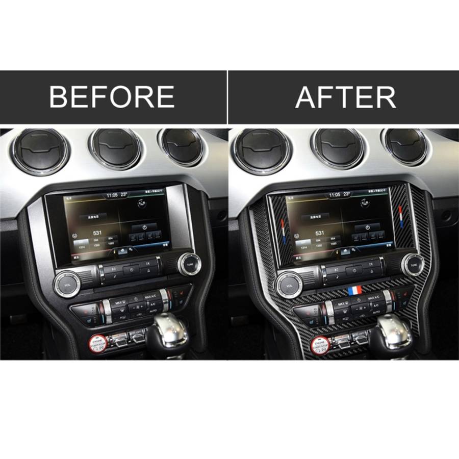 Car USA Color Carbon Fiber Central Control Panel Decorative Sticker for Ford Mustang 2015-2017