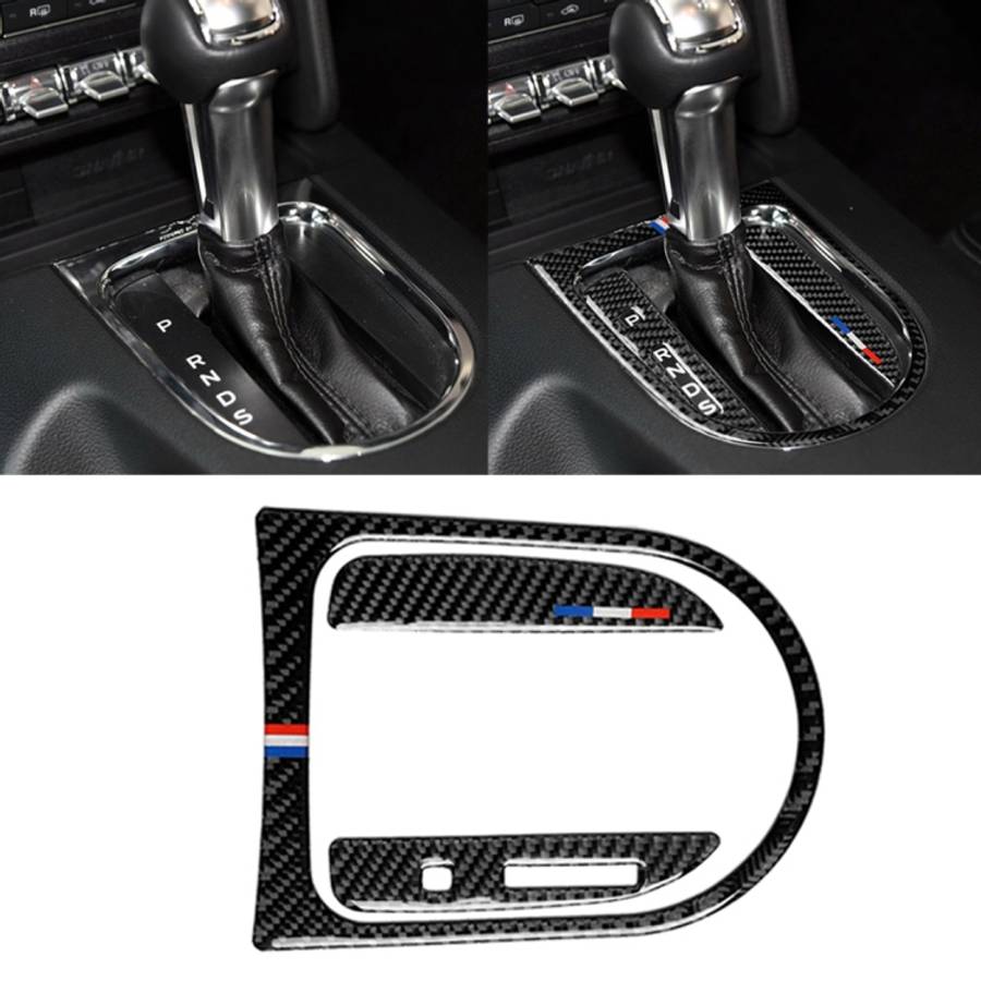 3 PCS Car USA Color Carbon Fiber Gearshift Panel Frame Decorative Sticker for Ford Mustang 2015-2...