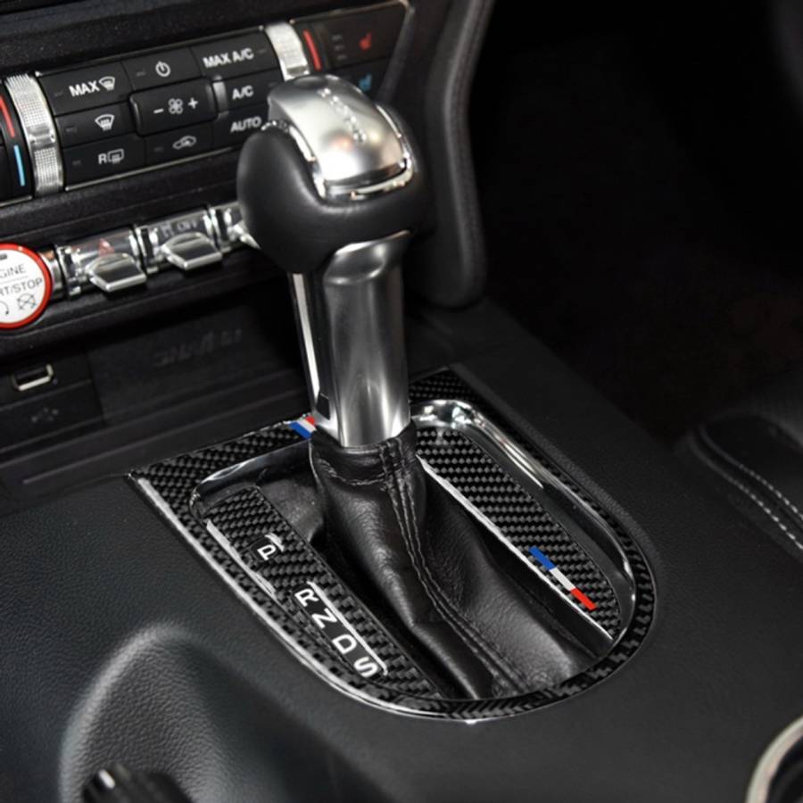 3 PCS Car USA Color Carbon Fiber Gearshift Panel Frame Decorative Sticker for Ford Mustang 2015-2...