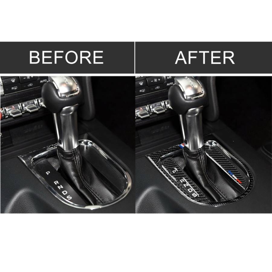 3 PCS Car USA Color Carbon Fiber Gearshift Panel Frame Decorative Sticker for Ford Mustang 2015-2...