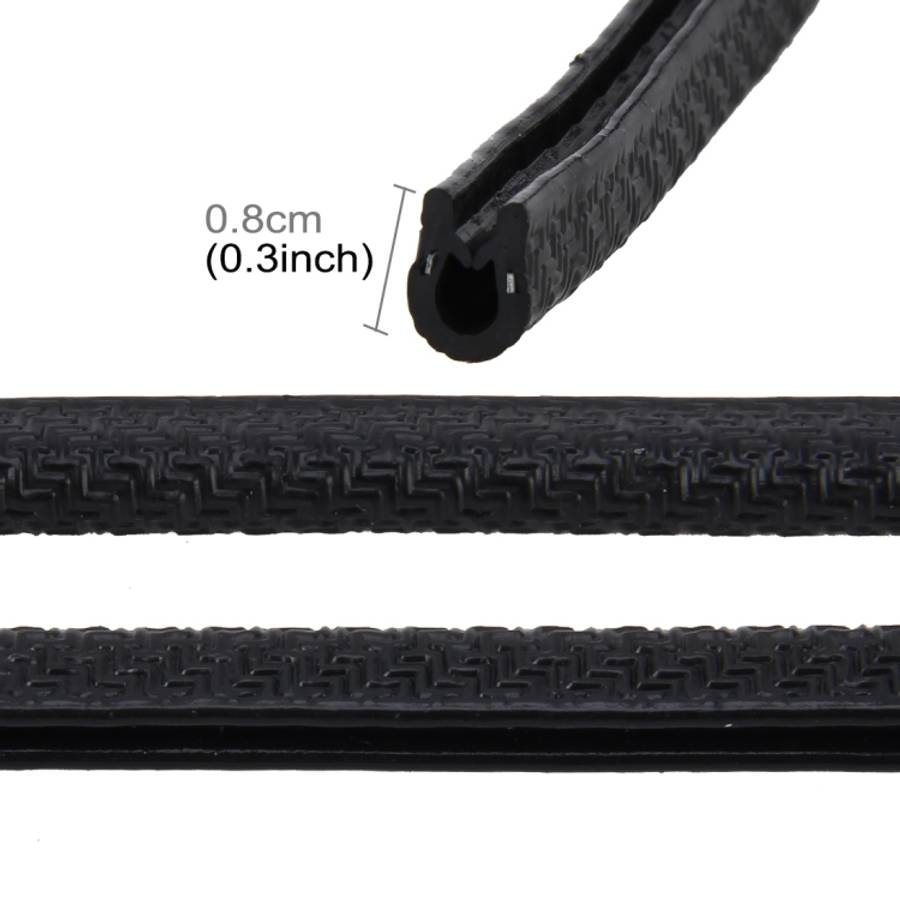 5m Rubber Car Side Door Edge Protection Wire Guards Cover Trims Stickers(Black)