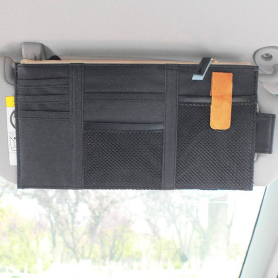 Multi-functional Auto Car Sun Visor Sunglass Holder Card Storage Holder Inner Pouch Bag
