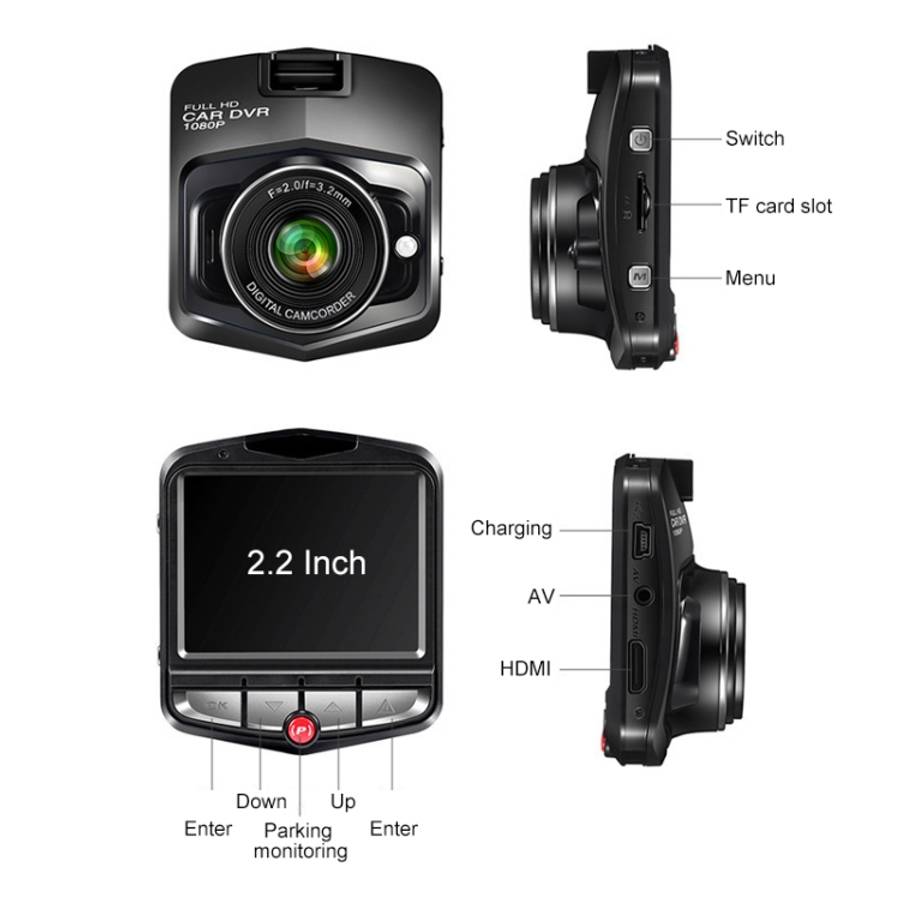 2.2 inch Car 480P Single Recording Shield Driving Recorder DVR Support Parking Monitoring / Loop ...
