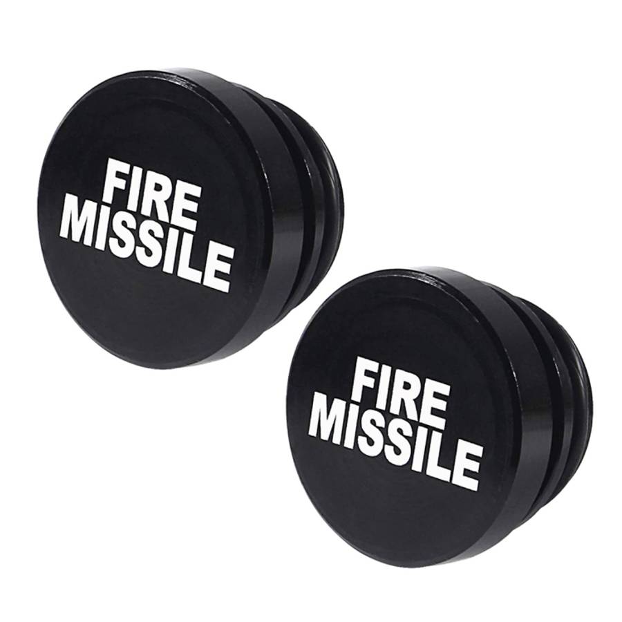 2 PCS Car / Motorcycle FIRE MISSILE Letter Metal Cigarette Lighter Dust Cover, FIRE MISSILE (Blac...
