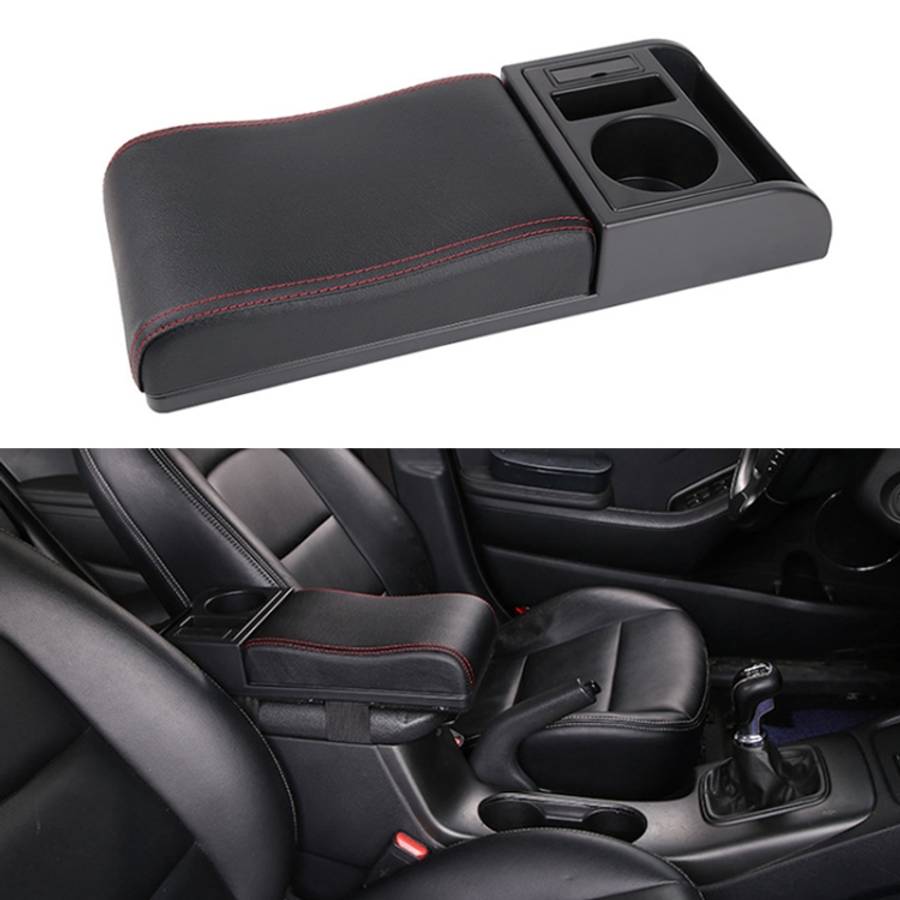 Car Multi-functional Dual USB Armrest Box Booster Pad, Microfiber Leather Curved Type, Microfiber...