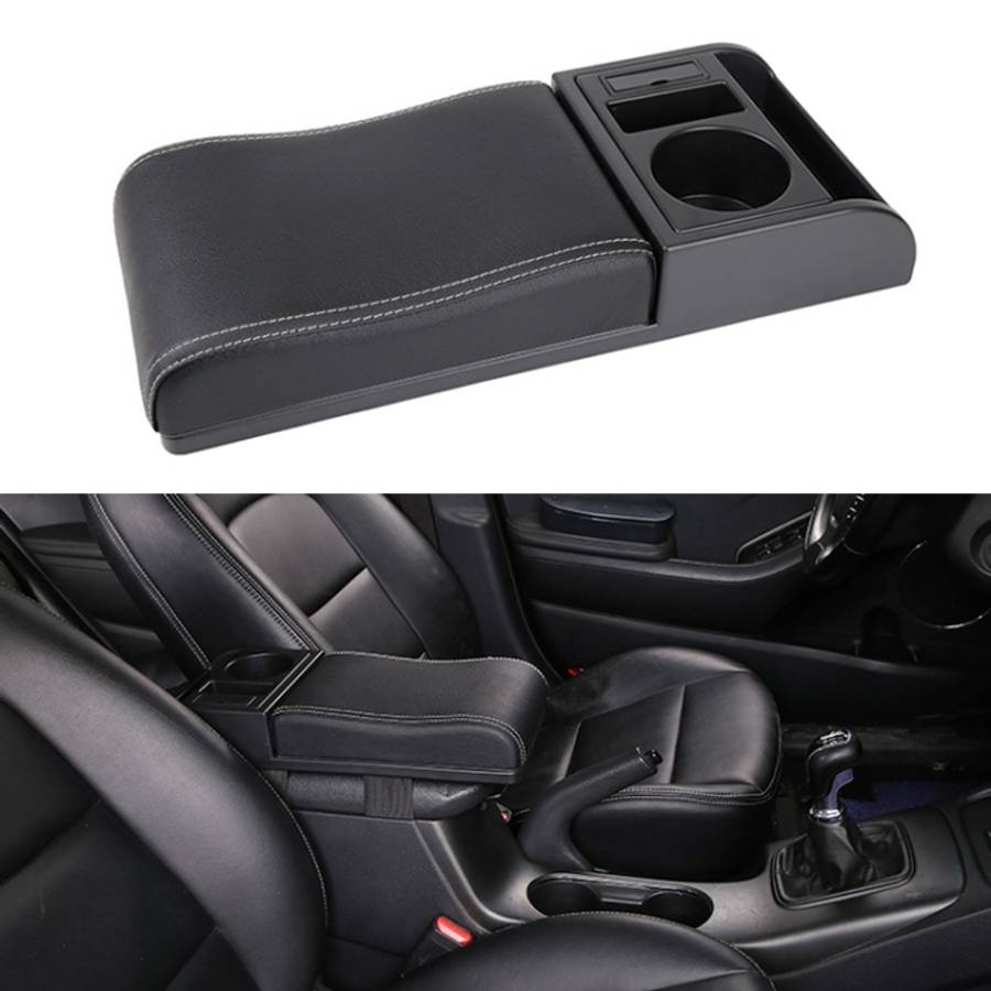 Car Multi-functional Dual USB Armrest Box Booster Pad, Microfiber Leather Curved Type, Microfiber...