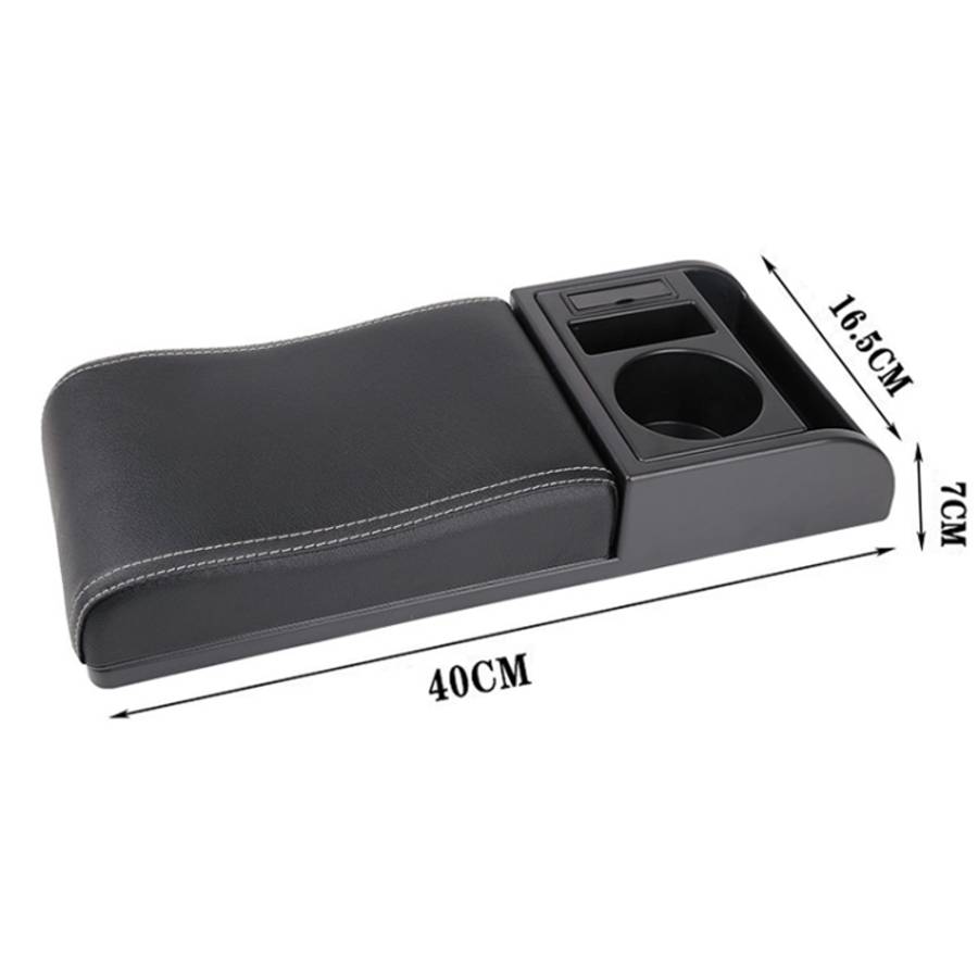 Car Multi-functional Dual USB Armrest Box Booster Pad, Microfiber Leather Curved Type, Microfiber...