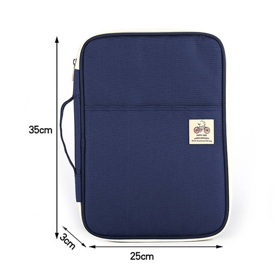 Office Supplies Multi-purpose Zipper Document Folder A4 Storage Bag