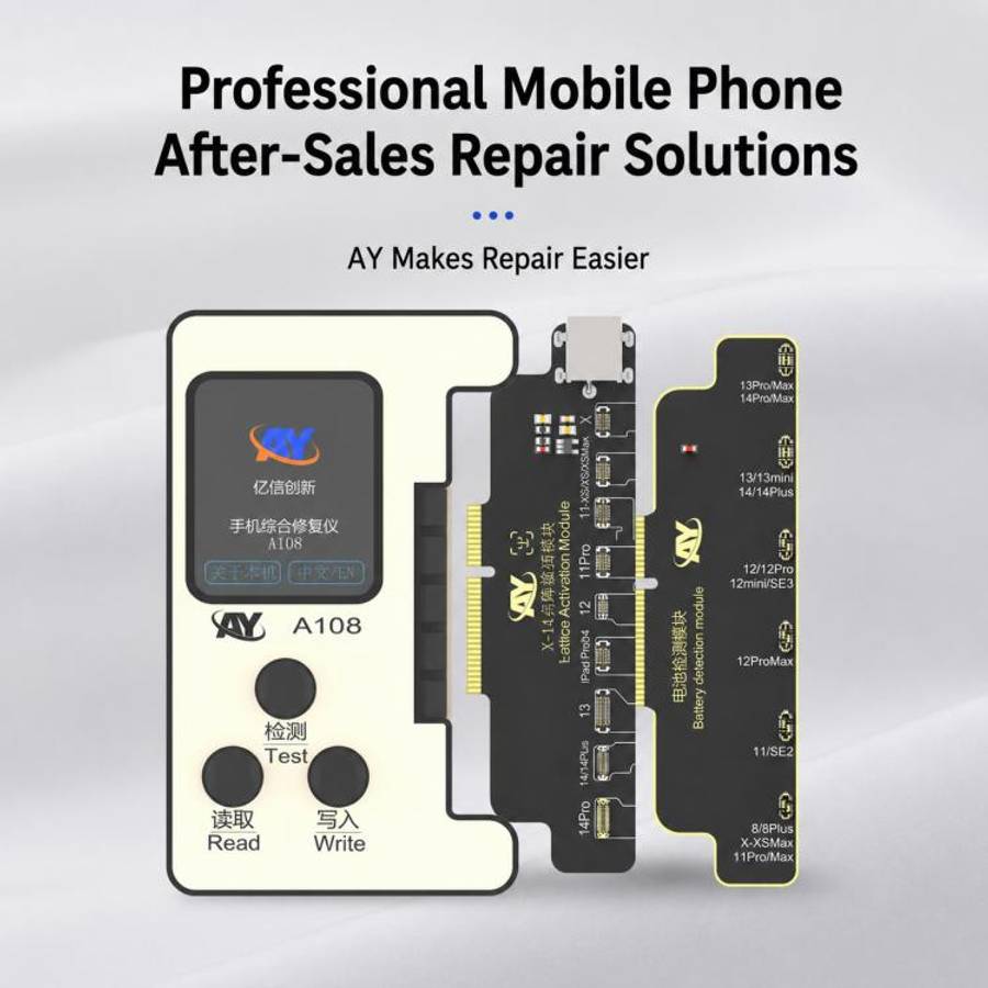 AY A108 Multi-function Dot Matrix Battery Repair Programmer for iPhone 8-16 Pro Max
