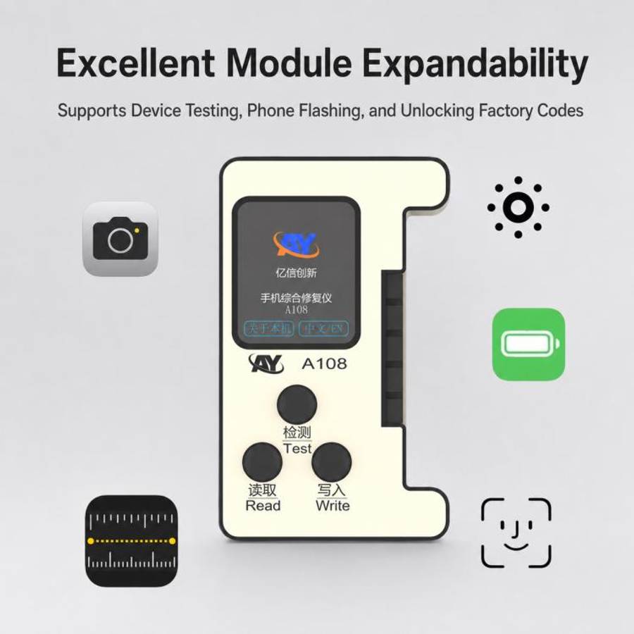 AY A108 Multi-function Dot Matrix Battery Repair Programmer for iPhone 8-16 Pro Max