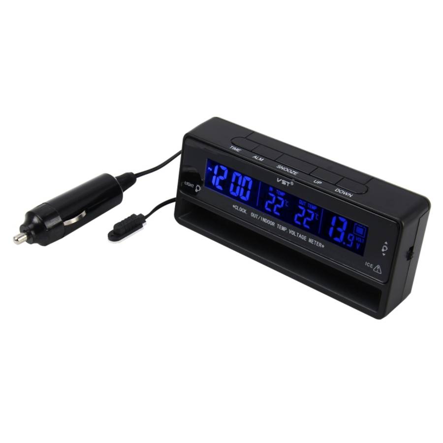 Digital Car Thermometer Voltage Meter Luminous Clock Tester Detector Multi-function Car Digital C...