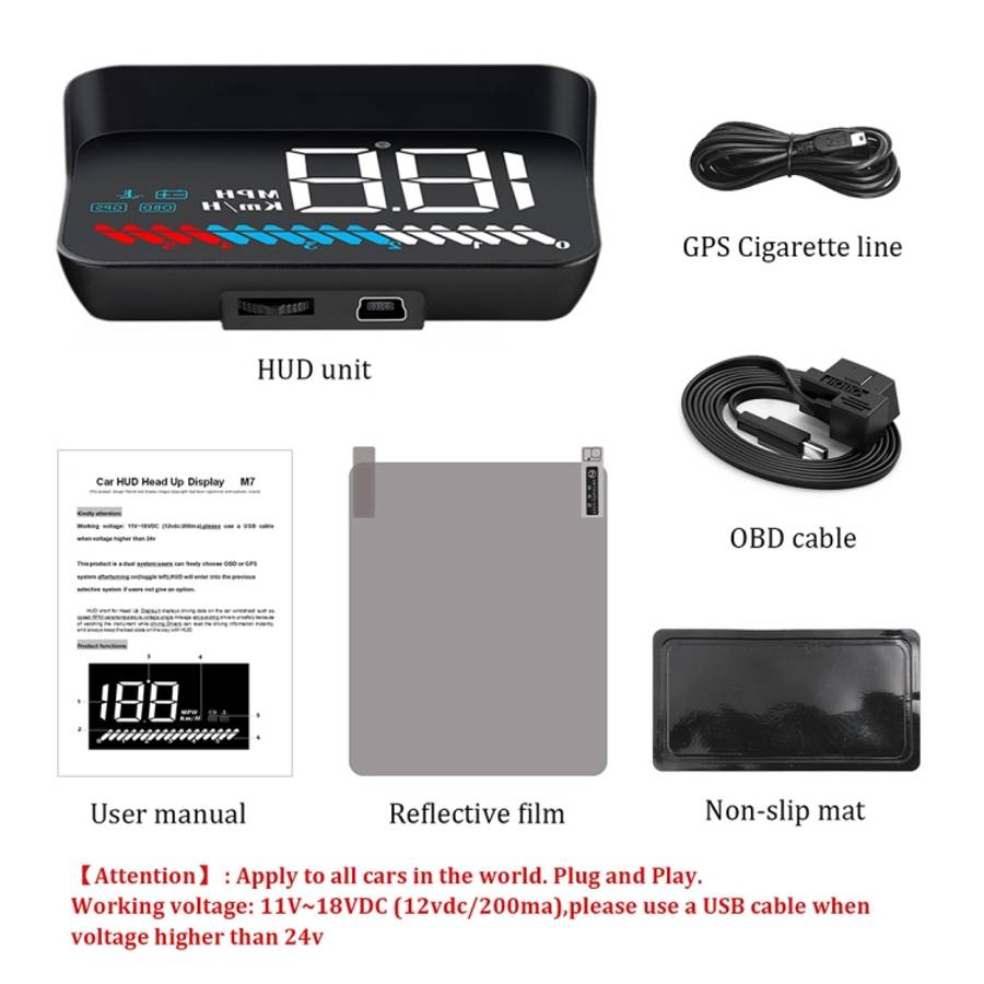 M7 3.5 inch Universal Car OBD2 + GPS HUD Vehicle-mounted Head Up Display Fuel Consumption