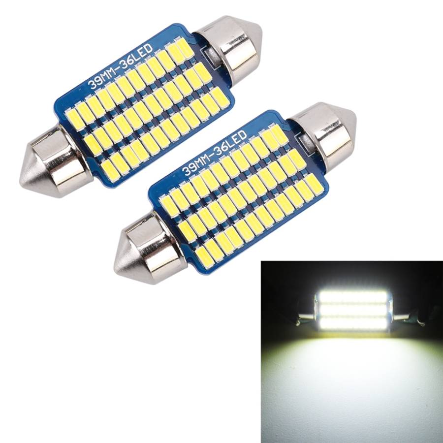 2 PCS 39mm DC12V / 1.5W / 6000K / 100LM 36LEDs SMD-3014 Car License Plate Light / Dome Light, wit...