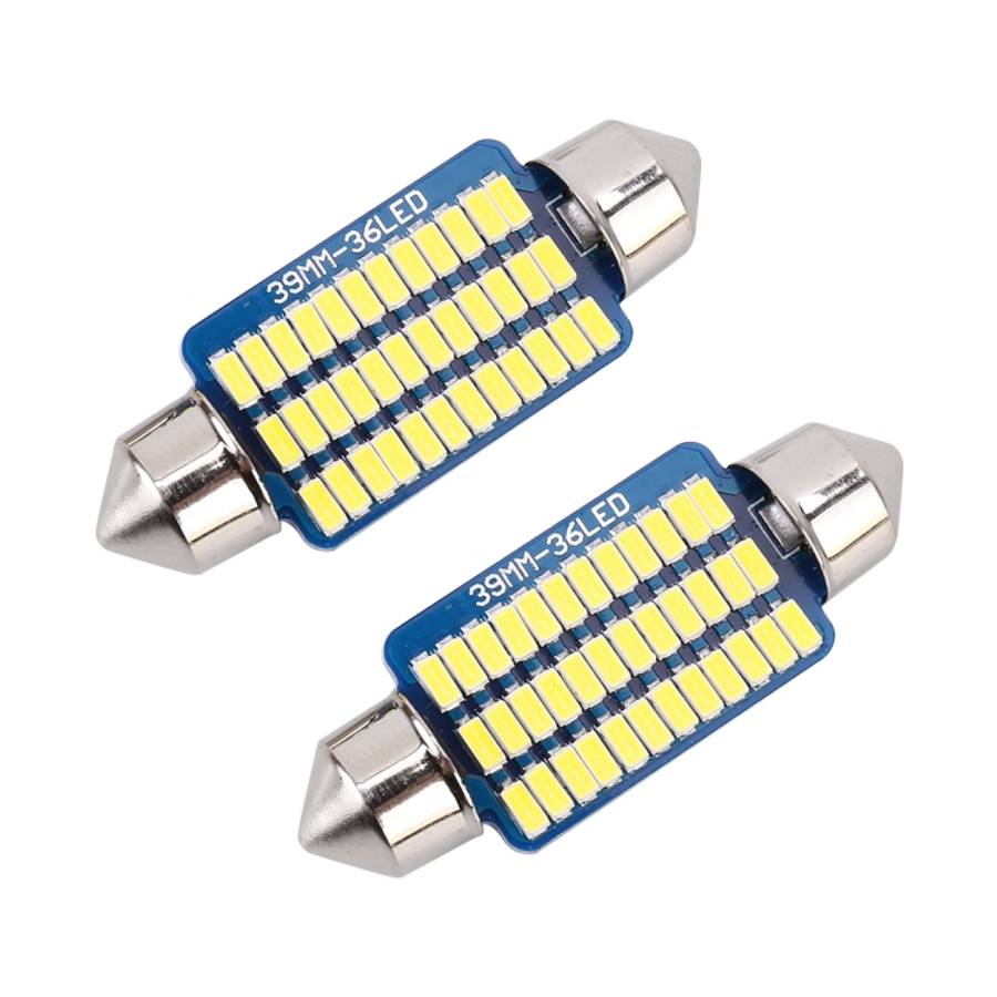 2 PCS 39mm DC12V / 1.5W / 6000K / 100LM 36LEDs SMD-3014 Car License Plate Light / Dome Light, wit...