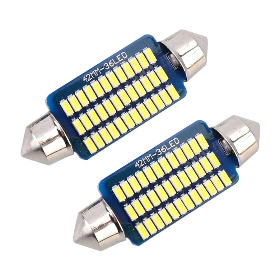 2 PCS 41mm DC12V / 1.5W / 6000K / 100LM 36LEDs SMD-3014 Car License Plate Light / Dome Light, wit...