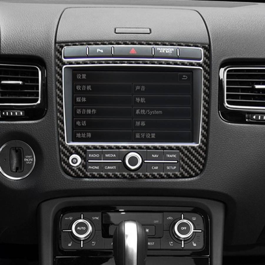 Car Carbon Fiber Navigation Panel Decorative Sticker for Volkswagen Touareg 2011-2018