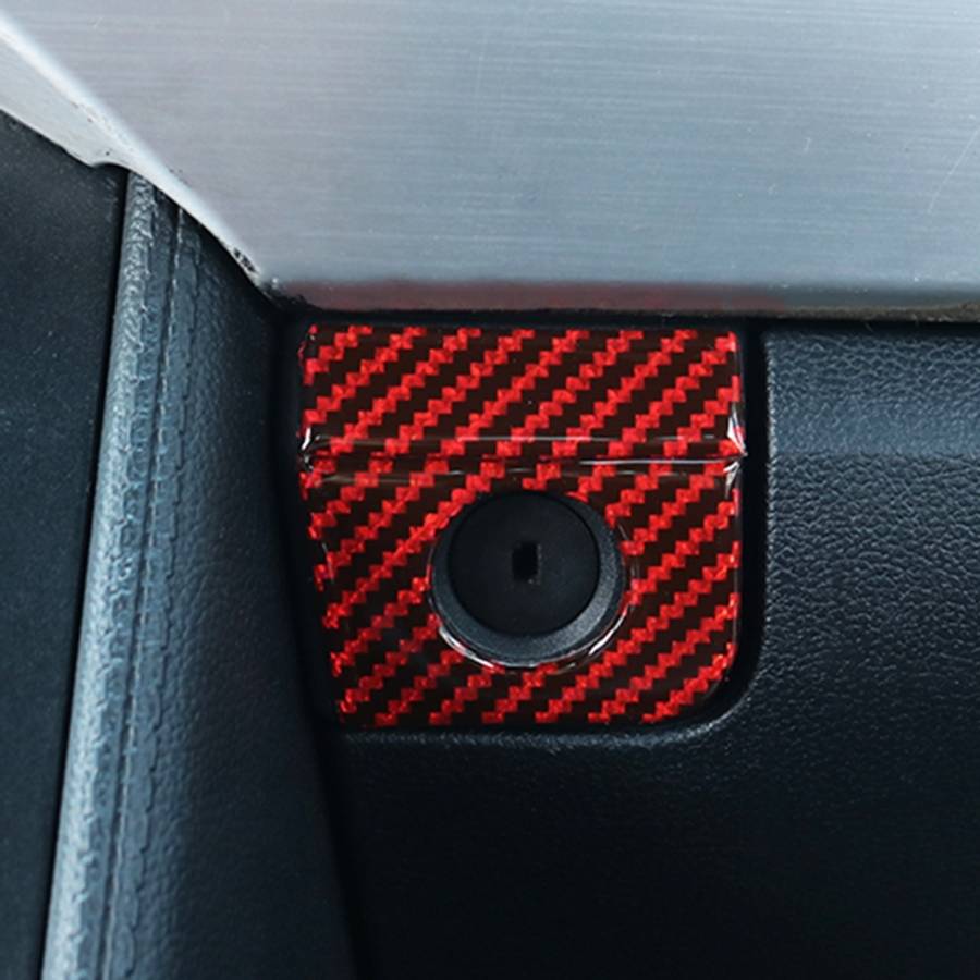 2 in 1 Car Carbon Fiber Vice Driving Seat Storage Box Button Decorative Sticker for Ford Mustang ...