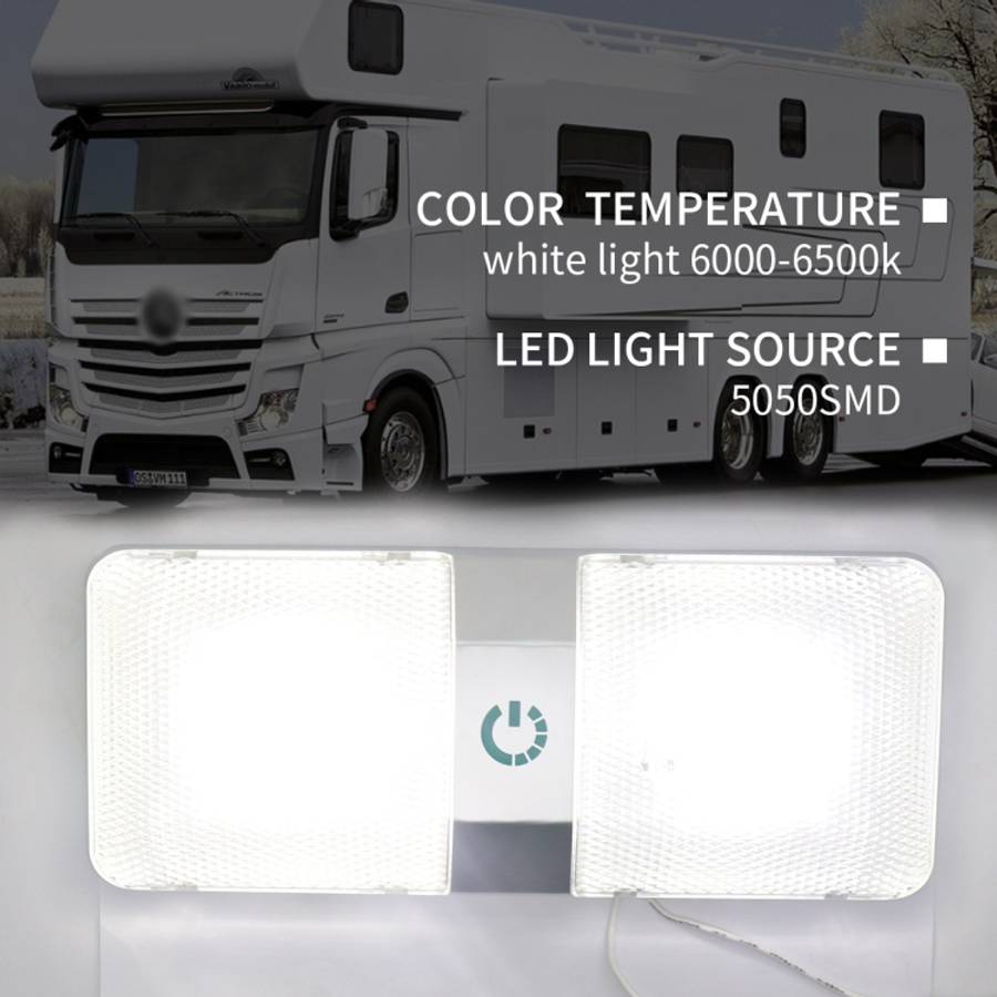 D4376D DC11-18V 6W 6000-6500K IP50 48LEDs SMD-5050 Marine RV Dimmable LED Dome Light Ceiling Lamp...
