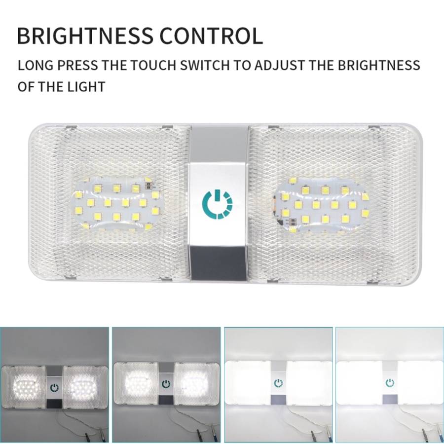 D4376D DC11-18V 6W 6000-6500K IP50 48LEDs SMD-5050 Marine RV Dimmable LED Dome Light Ceiling Lamp...