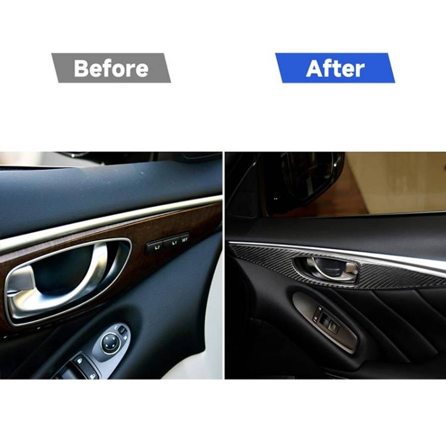 4 PCS Car Carbon Fiber Door Inner Handle Panel Decorative Sticker for Infiniti Q50 2014-2020