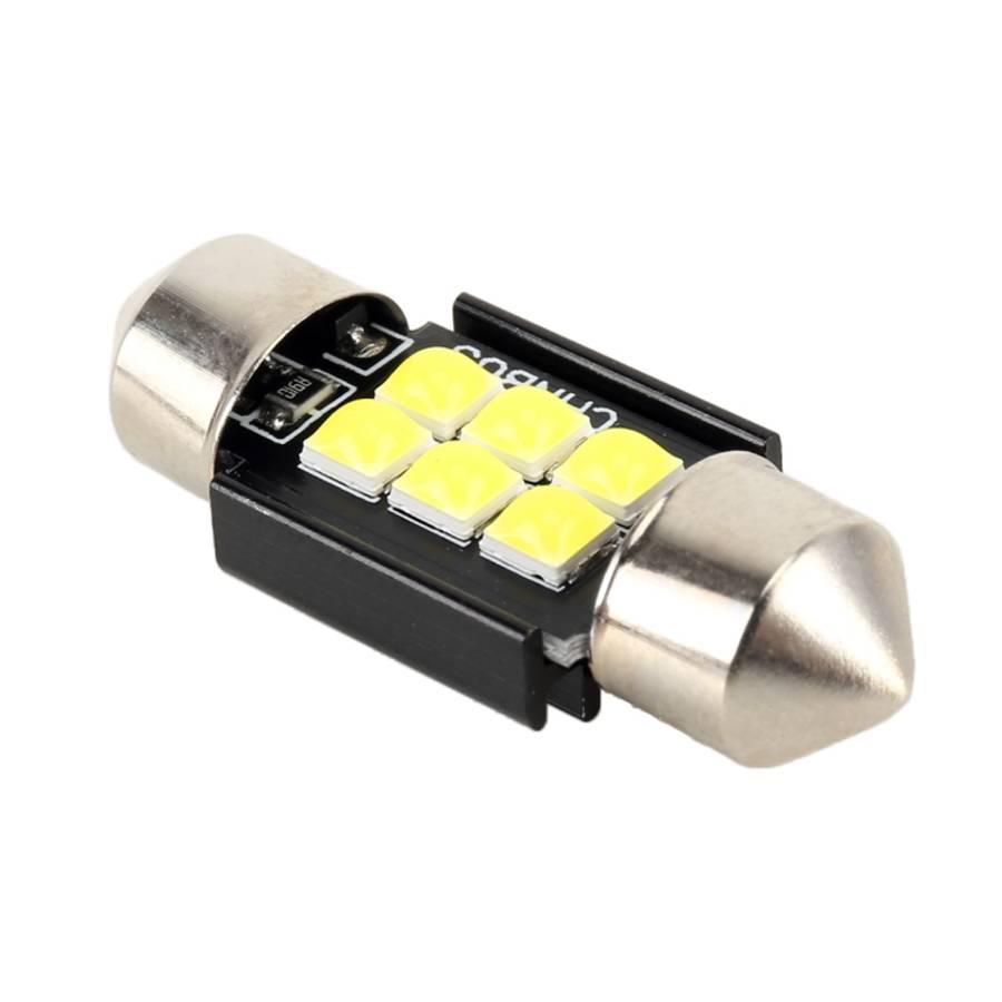 2 PCS 31mm DC12V / 2.5W / 6000K / 170LM 6LEDs SMD-3030 Car Reading Lamp Dome Light