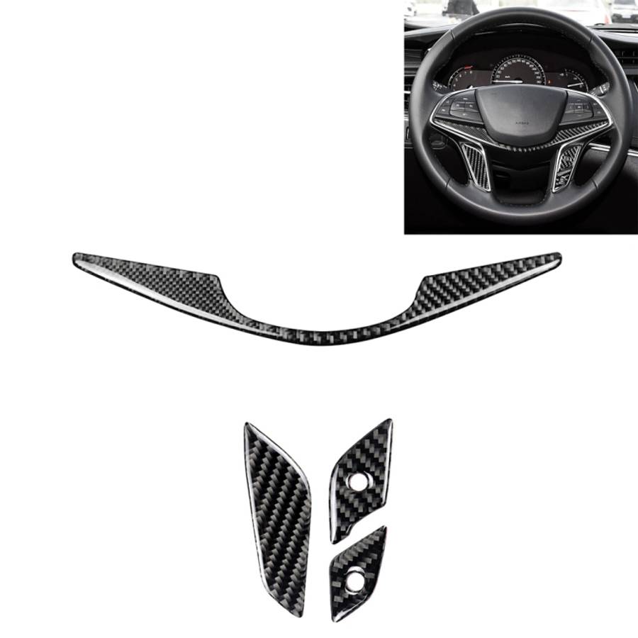 4 in 1 Car Carbon Fiber Steering Wheel Button Decorative Sticker for Cadillac xt5 2016-2017, Left...